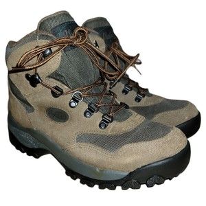 Vintage Vasque Women's Brown Green Leather Hiking Ankle‎ Boots Size 7